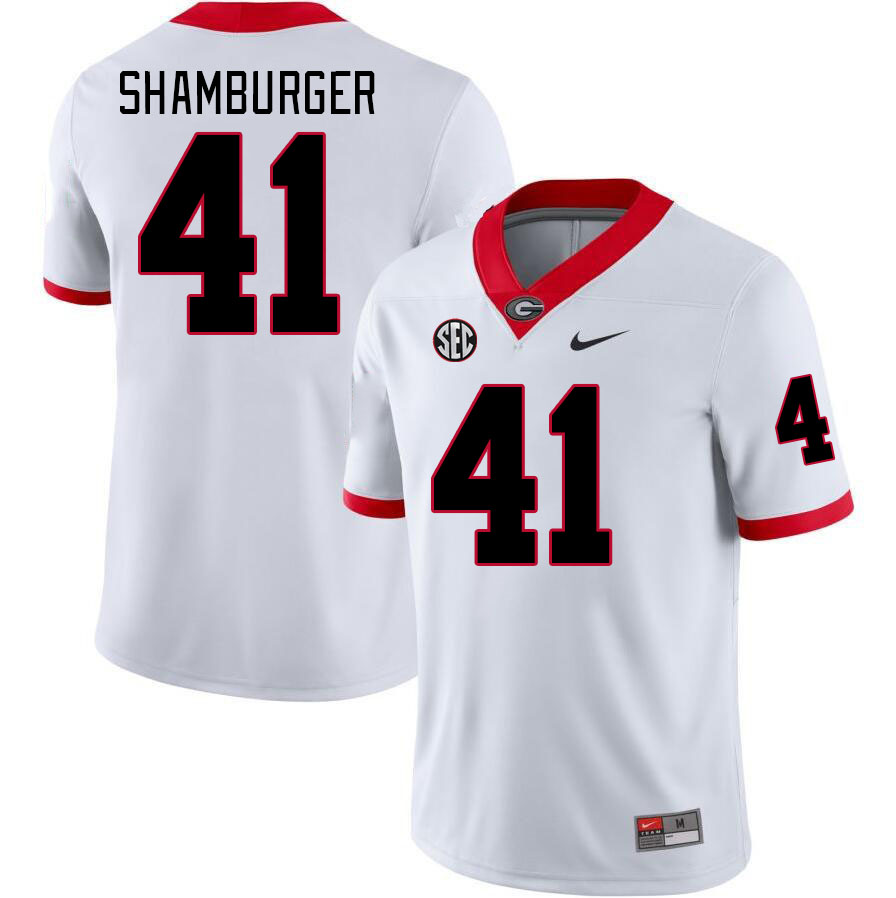 Georgia Bulldogs Men's Denton Shamburger #41 White Stitched College UGA Football Jersey 23DJ012RX